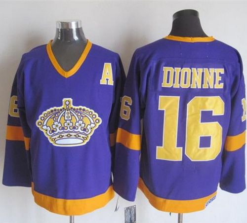 Kings #16 Marcel Dionne Purple/Yellow CCM Throwback Stitched NHL Jersey - Click Image to Close